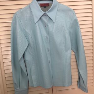 Nicola Berti turquoise Italian leather jacket M